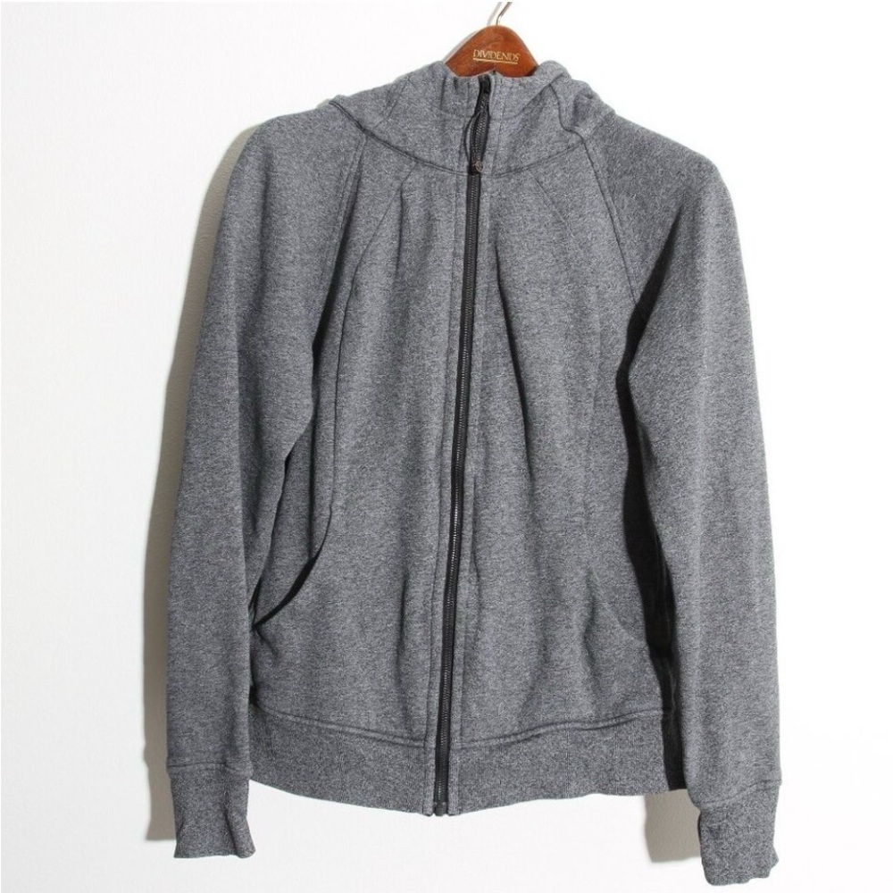 Lululemon Scuba Hoodie *Light Cotton Fleece Heathered Speckled Black Grey Sz 12
